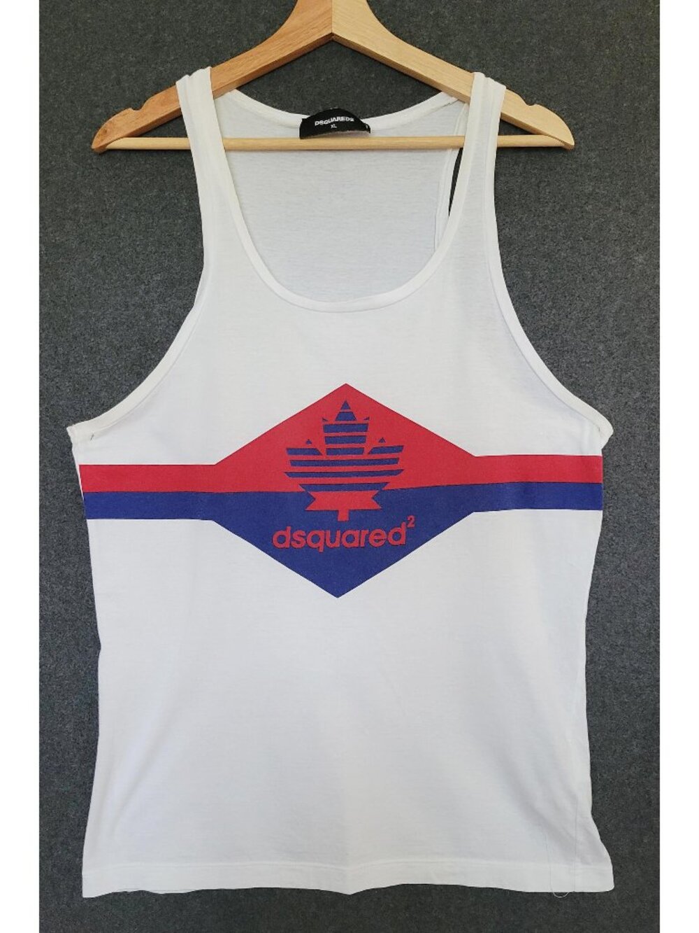 Dsquared2 Graphic Retro Inspired Maple Leaf Muscle Tank Top Made in Italy XL